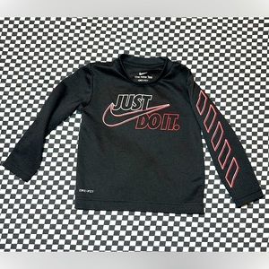 Nike dri fit toddler long sleeve crew neck - 2T, black/red